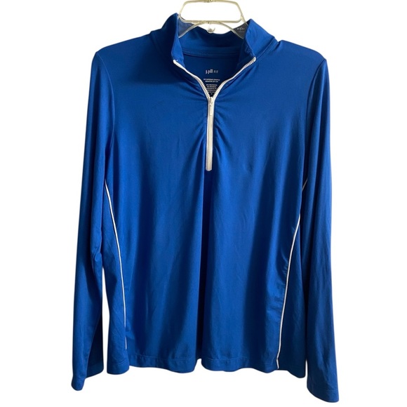 J Jill Fit supreme stretch 1/4 zip up blue Athleisure sport Medium - Picture 1 of 5
